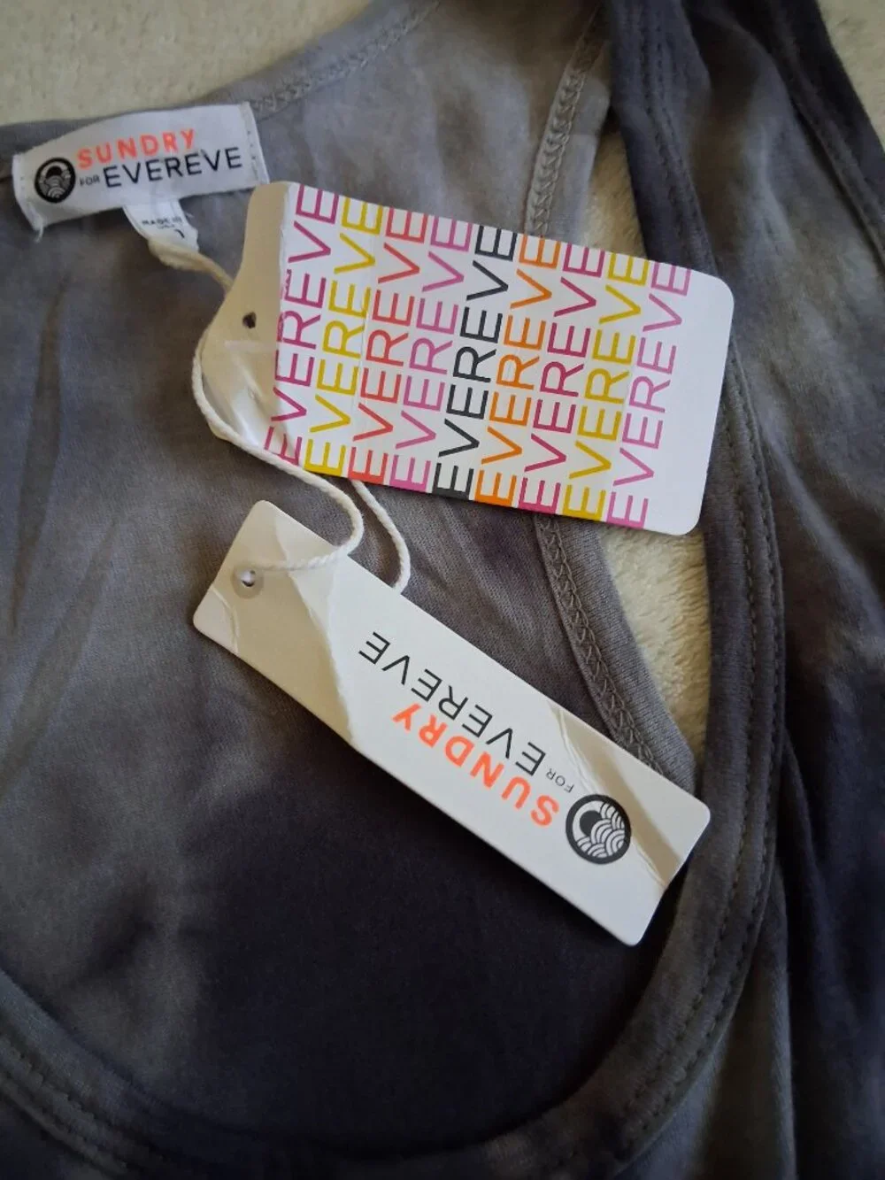 Sundry for Evereve NWT Women's Size 1 (Small) Gray Tie Dye Malibu Dress - Picture 7 of 13